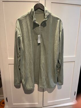 Men's Lightweight Half-Zip Shirt Jacket in Light Sage